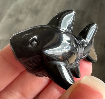 Obsidian Shark Carving