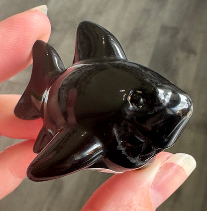 Obsidian Shark Carving