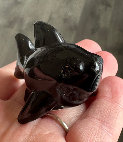 Obsidian Shark Carving