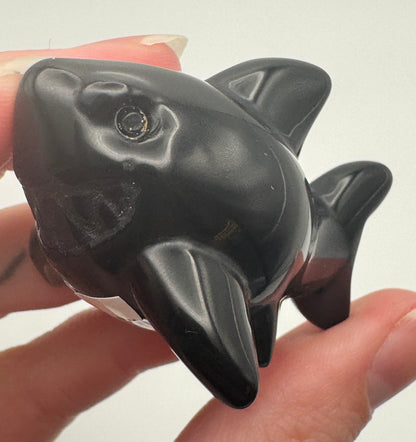 Obsidian Shark Carving
