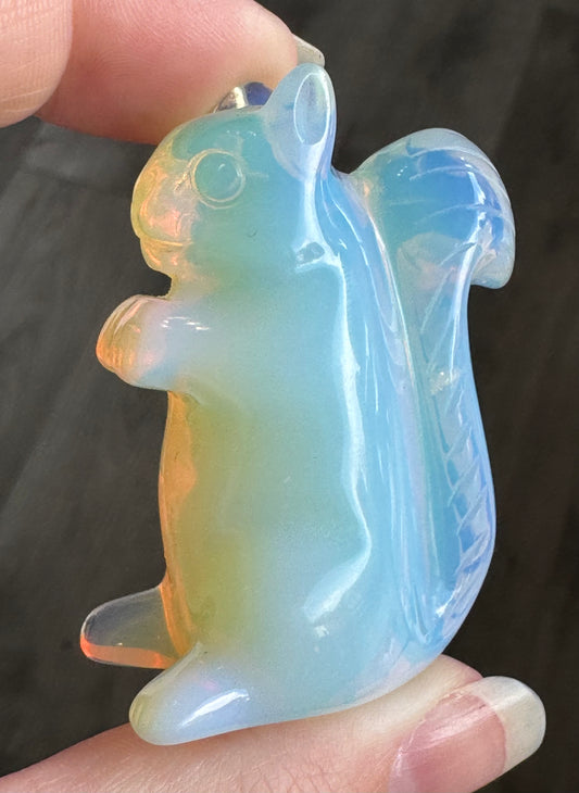 Opalite Squirrel Carving