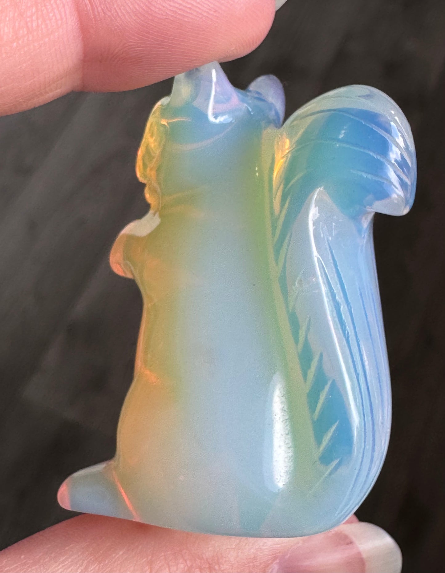 Opalite Squirrel Carving