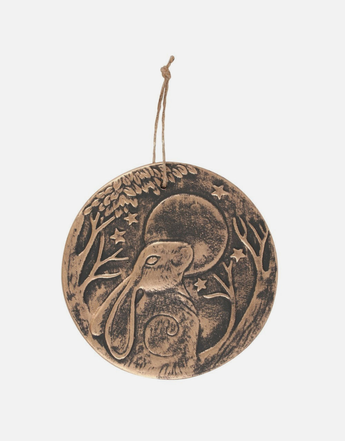 Lisa Parker Moon Gazing Hare Terracotta Plaque - Bronze