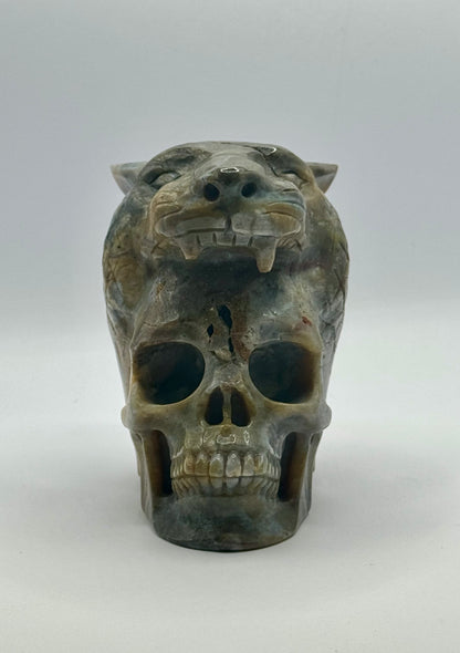 Indian Agate Tiger Head Skull