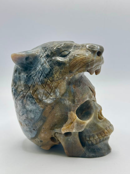 Indian Agate Tiger Head Skull