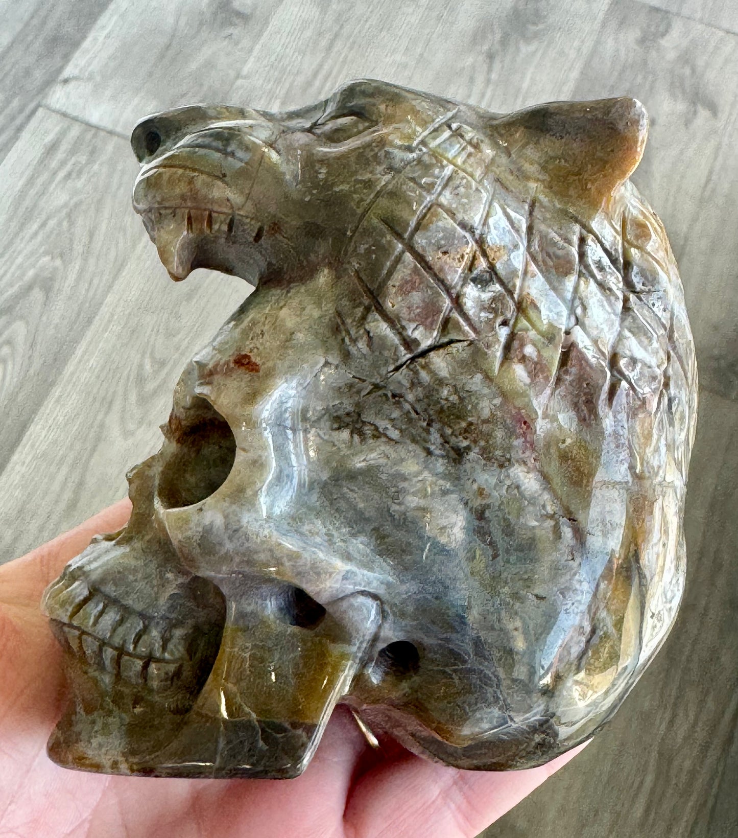 Indian Agate Tiger Head Skull