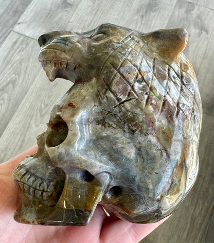 Indian Agate Tiger Head Skull