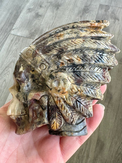 Pietersite Indian Chief Carving