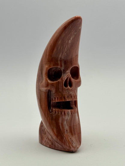 Red Jasper Crescent Moon Skull