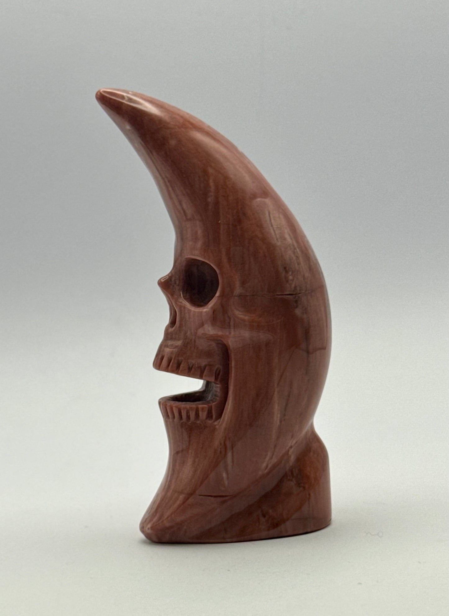 Red Jasper Crescent Moon Skull