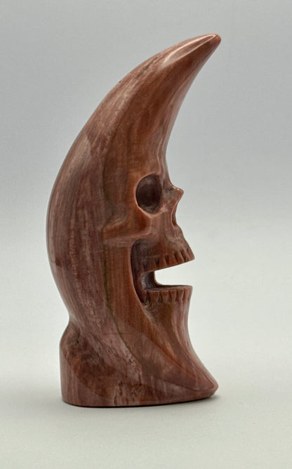 Red Jasper Crescent Moon Skull