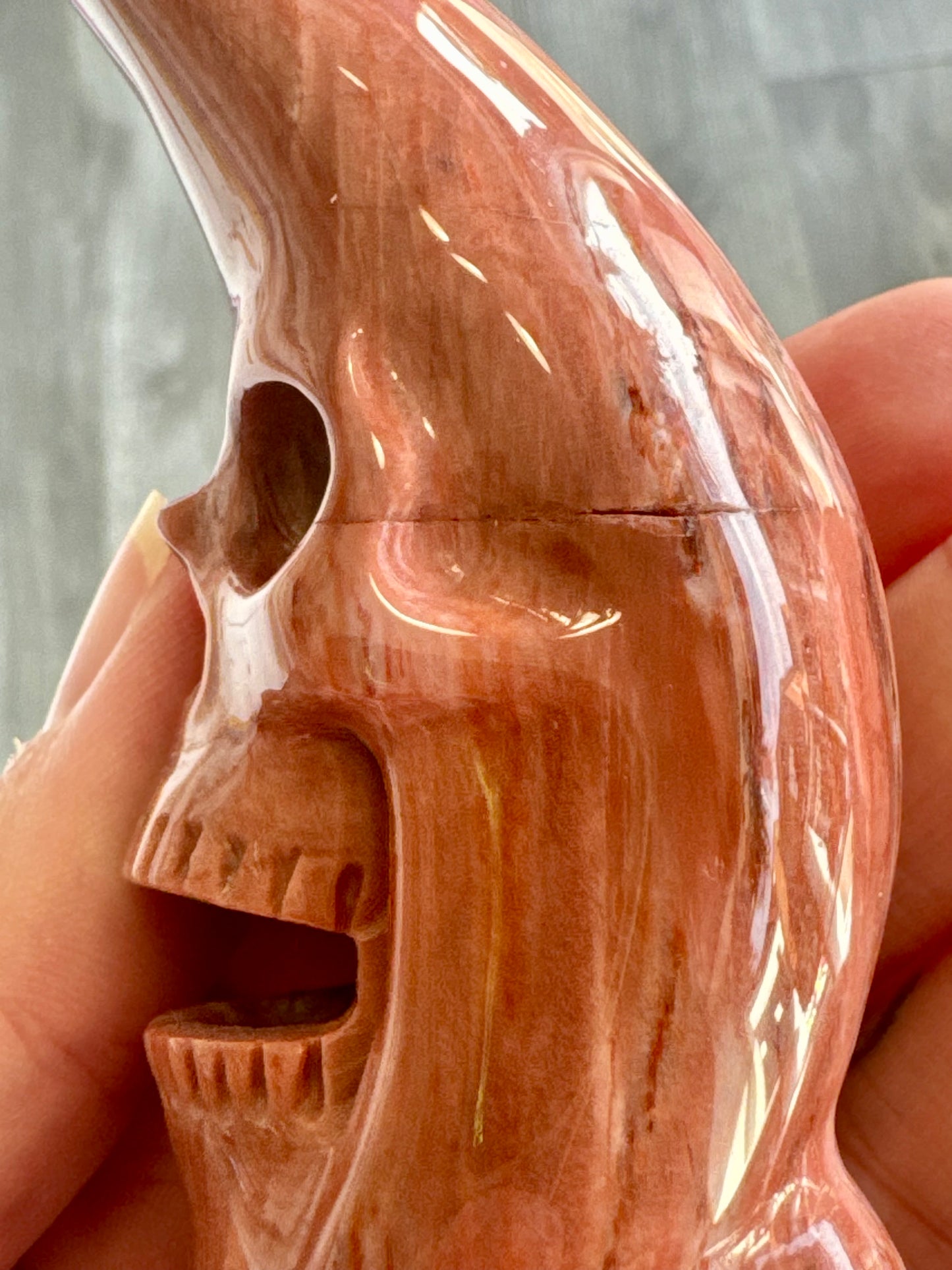 Red Jasper Crescent Moon Skull