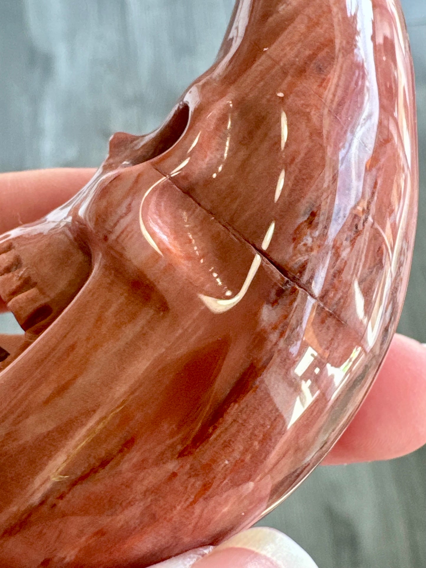 Red Jasper Crescent Moon Skull