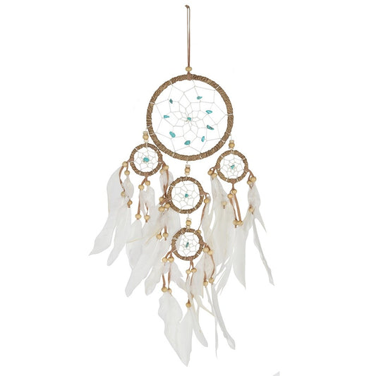 Natural Dreamcatcher with Turquoise Beads image 0