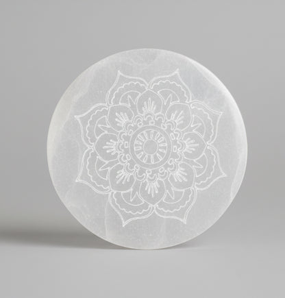Selenite Mandala Flower Charging Plate