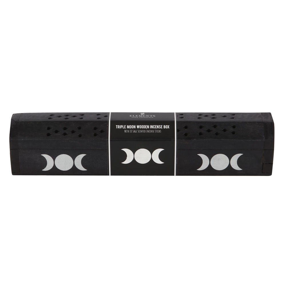 Triple Moon Wooden Sage Incense Box Set image 2
