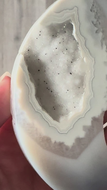 Druzy Agate Fairy Moon on Stand