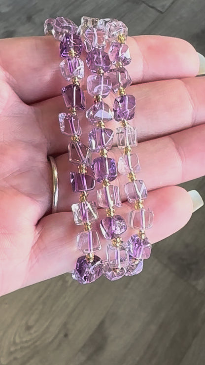 Amethyst Faceted Bracelet with Gold Spacers